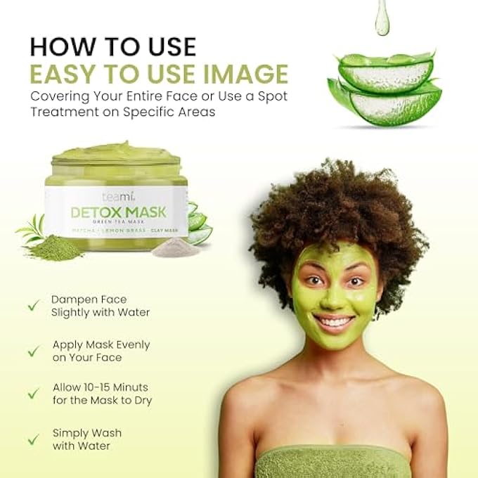 teami DETOX FACE MASK FOR HYDRAITING,STICK MASK ALTERNATIVE MOISTURIZING & PURIFYING, BLACKHEAD REMOVER GREEN TEA MASK CLEANSE MASK REDUCES ACNE & OIL, PORE MINIMIZER CLAY MASK FOR ALL SKIN TYPES - Image 3